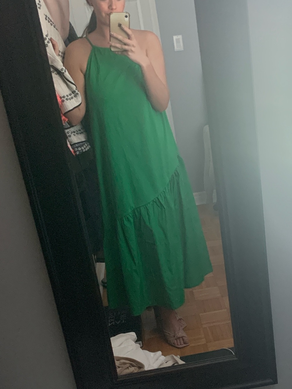 Zara One-Shoulder Green Maxi Dress - Picture 2 of 6
